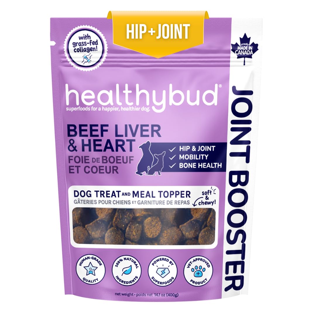 healthybud Hip and Joint Dog Treats - Glucosamine Soft Beef Liver Bites for Senior Dogs, Arthritis Support 14.1oz