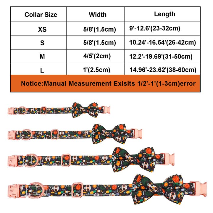 Hilkycton Dog Collar And Leash Set With Flower Bow Tie Girls Dog Collar Metal Buckle Adjustable For Small Medium Large Dogs Skul