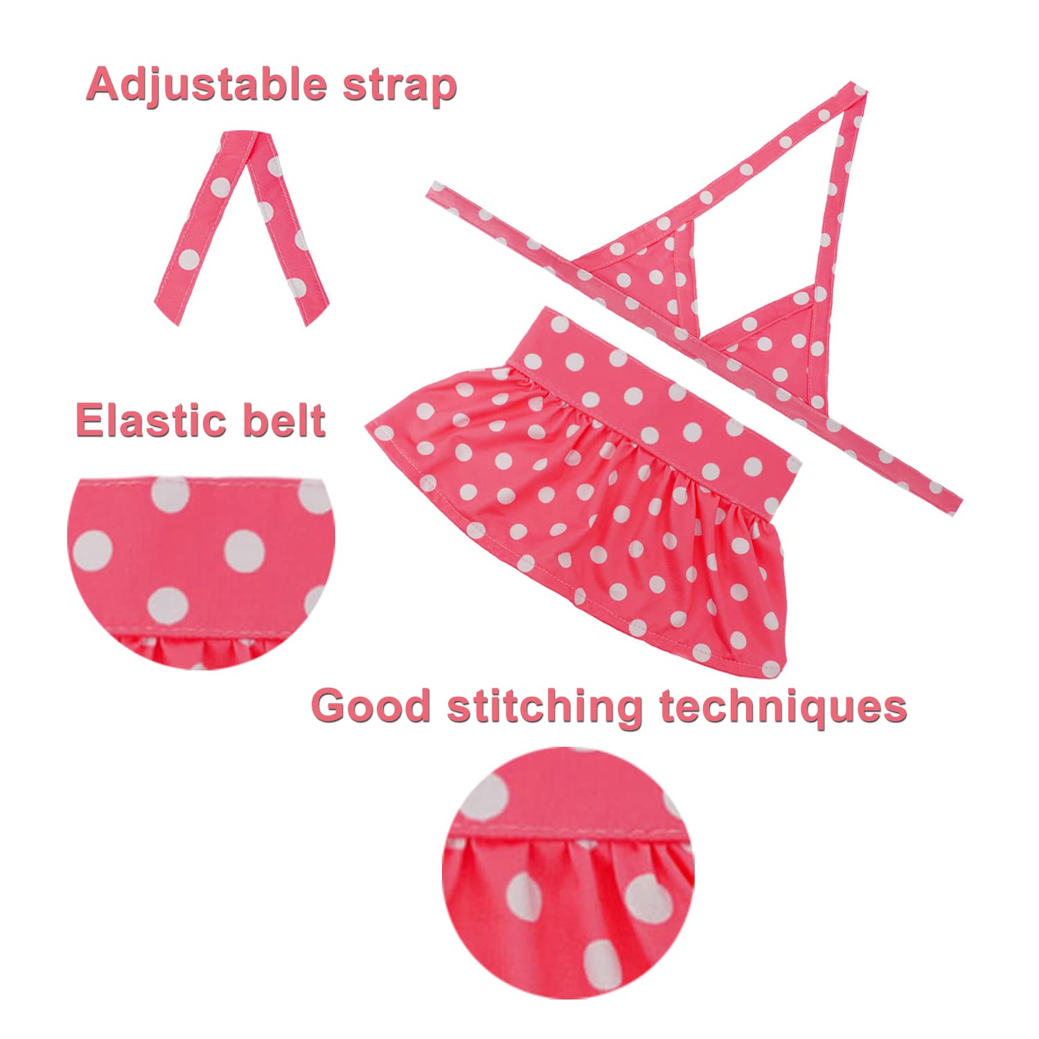 Dog Bikini Swimsuit Summer Puppy Bathing Dress Beach Clothes Cat Costume For Puppy Dog Cat (Xs, Pink Polka Dots)