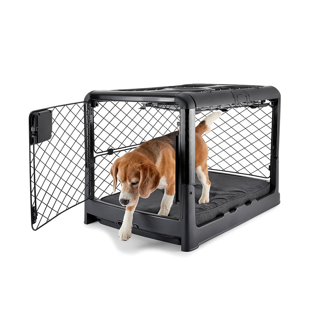 Diggs Revol Collapsible Dog Crate With Wheels - Premium Portable Dog Crate - Safe, Stylish, And Convenient Indoor Kennel (Charco