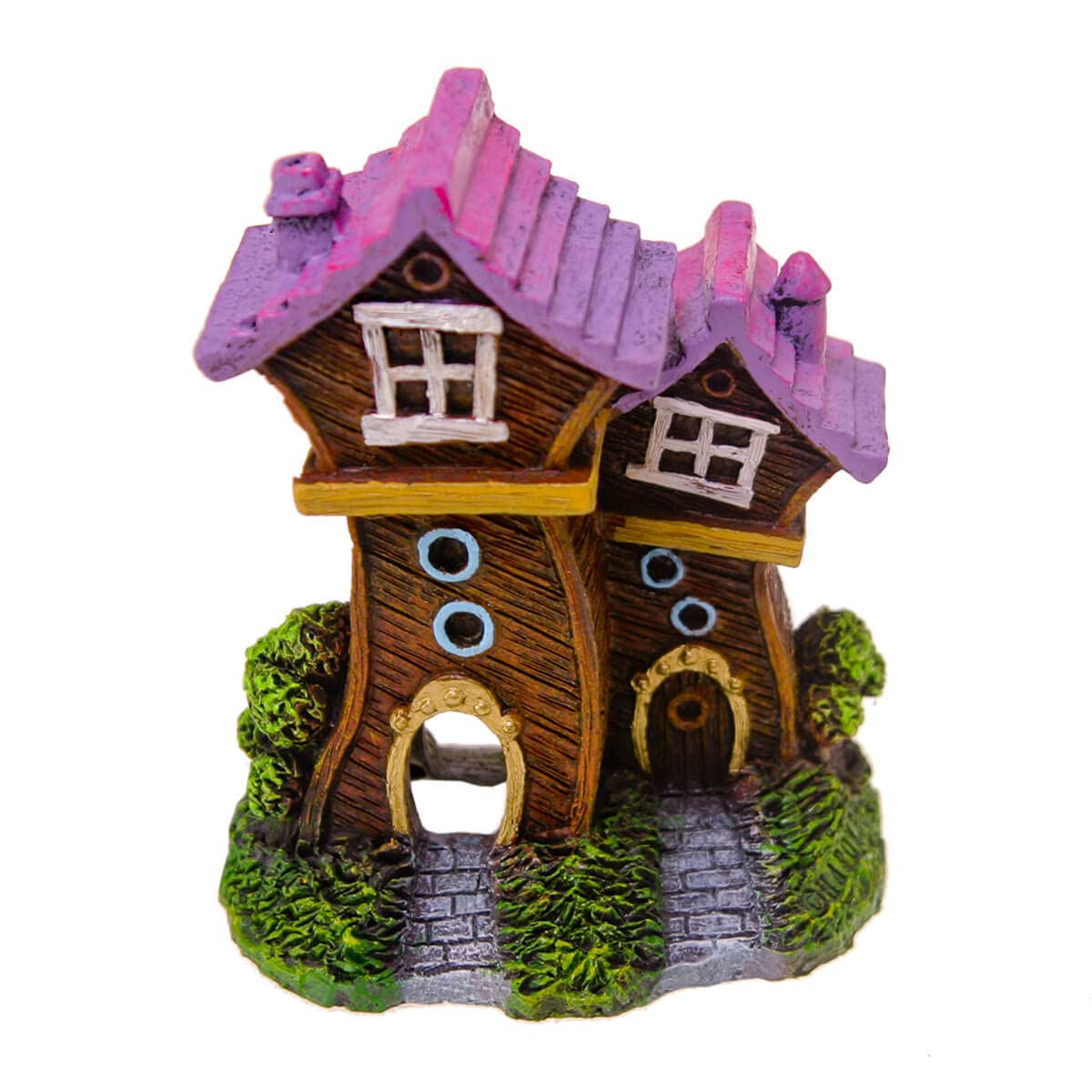 Blue Ribbon Exotic Environments Fun House Purple Roof Village Ornament