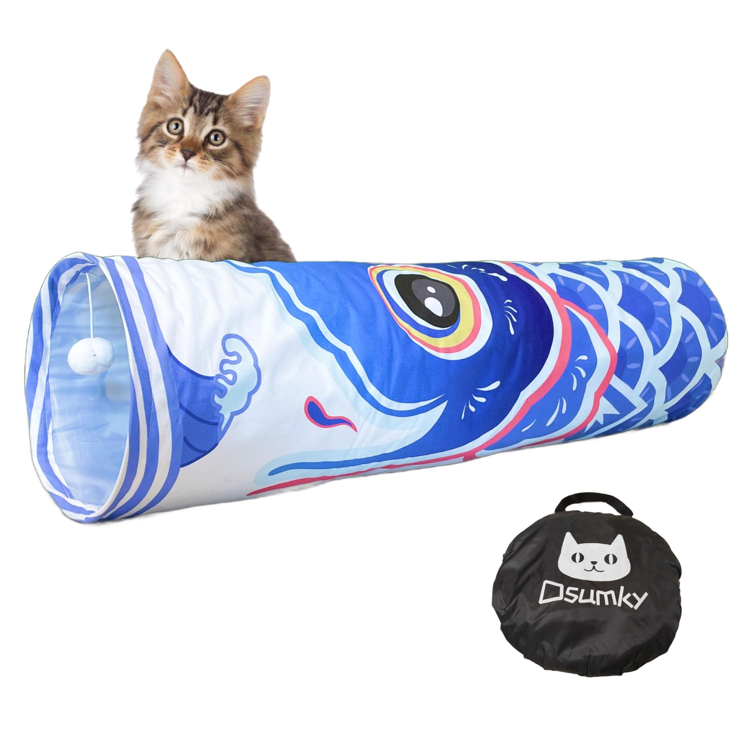 Dsumky Pet Tunnels For Indoor Cats, Collapsible Tube For Kittens & Large Felines With Storage Bag, Hideaway Play Toy, Easy To Cl