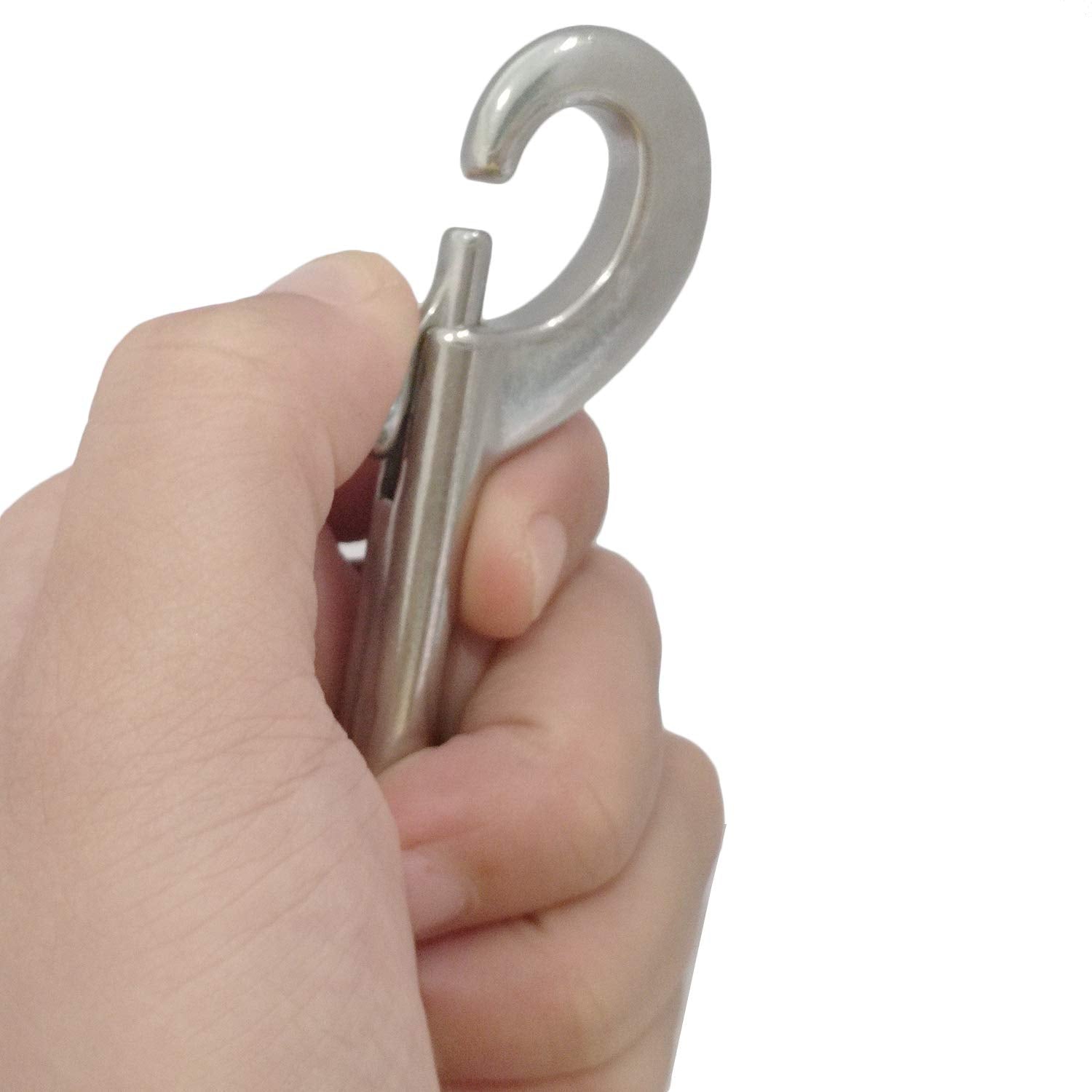 Pair Of 316 Ss Marine Grade 4-1/2''(115Mm) Double Ended Bolt Snap Hook Double End Snap Trigger Chain Diving Clips For Water Bucket/Dog Leash/Pet Feed Bucket/Pet Hammock (Silver)