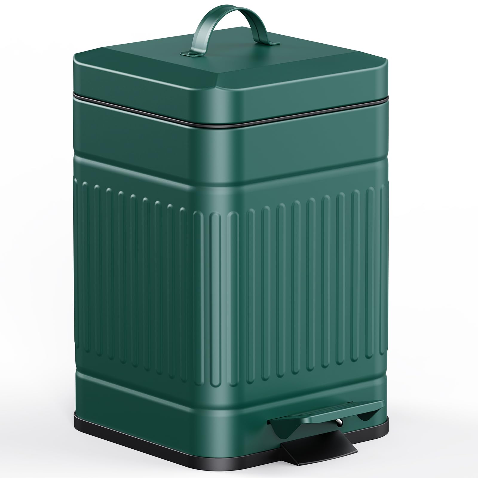 Ceroelda Small Trash Can With Lid-5L/1.3 Gal,Stainless Steel Outdoor Dog Poop Garbage Can-Farmhouse Retro Metal Waste Bin W/Step