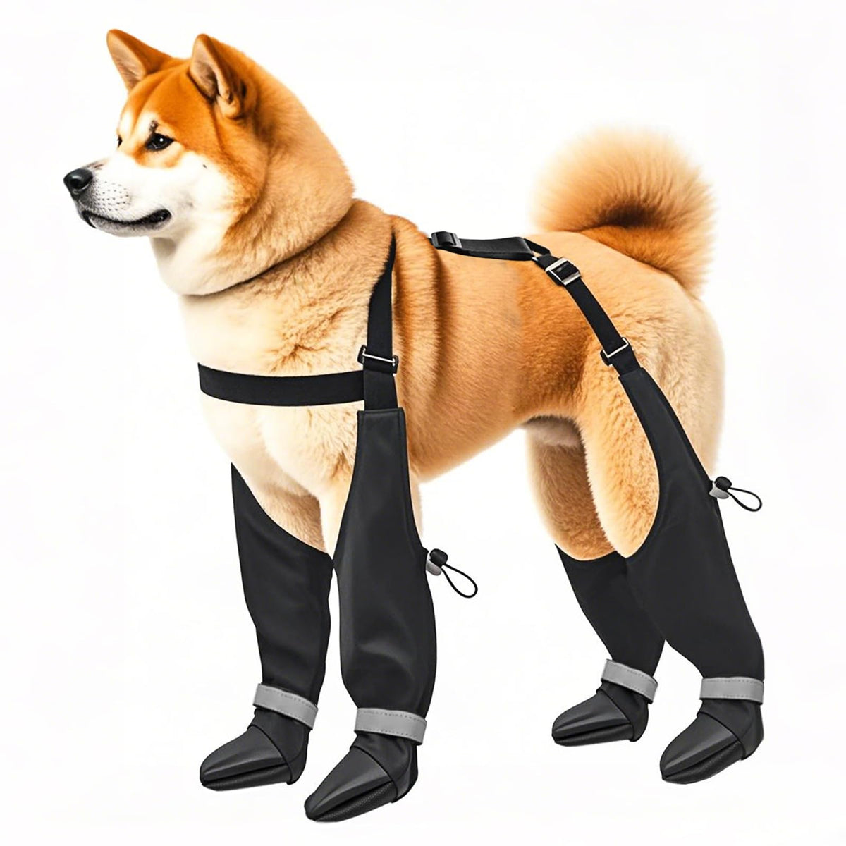 Yaquho Suspender Boots For Medium Large Dogs, Tall Dog Boots Anti-Slip & Fall Waterproof Dog Shoes Leggings, Adjustable Paws Pro