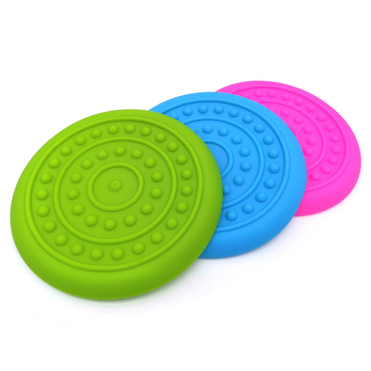 Dogcome 3 Pack Soft Rubber Dog Flying Discs For Small Medium Large Dogs (Small)