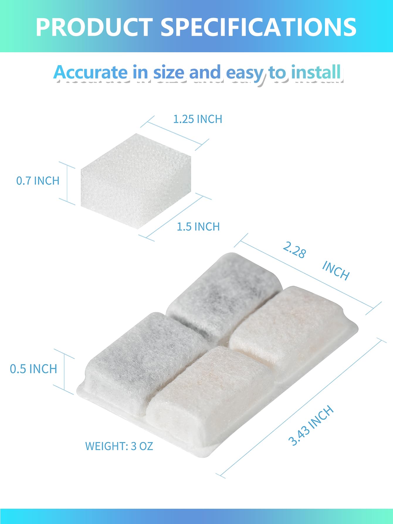 Toggath Cat Water Fountain Filter Replacement Compatible With 67Oz/2L Pet Water Fountain With Led Light & Water Level Window, Filters For Cat Water Fountain With Pre-Filter Foam Sponge(6+6 Packs)