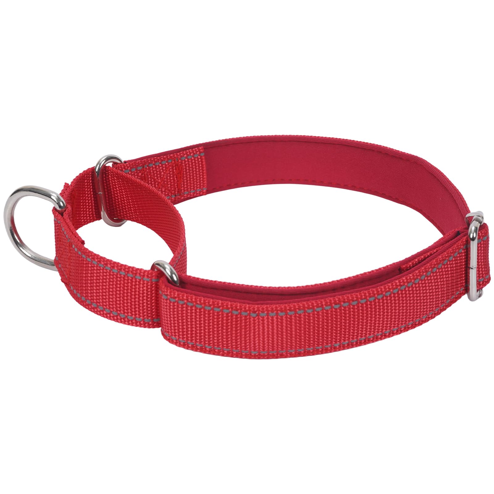 SGODA Martingale Dog Collar, Reflective Nylon Padded Dog Training Collars for Large Dogs, Red L