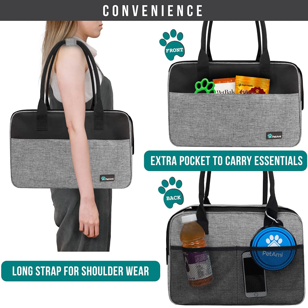 Petami Dog Purse Carrier For Small Dogs, Airline Approved Soft Sided Pet Carrier With Pockets, Ventilated Dog Carrying Bag Puppy
