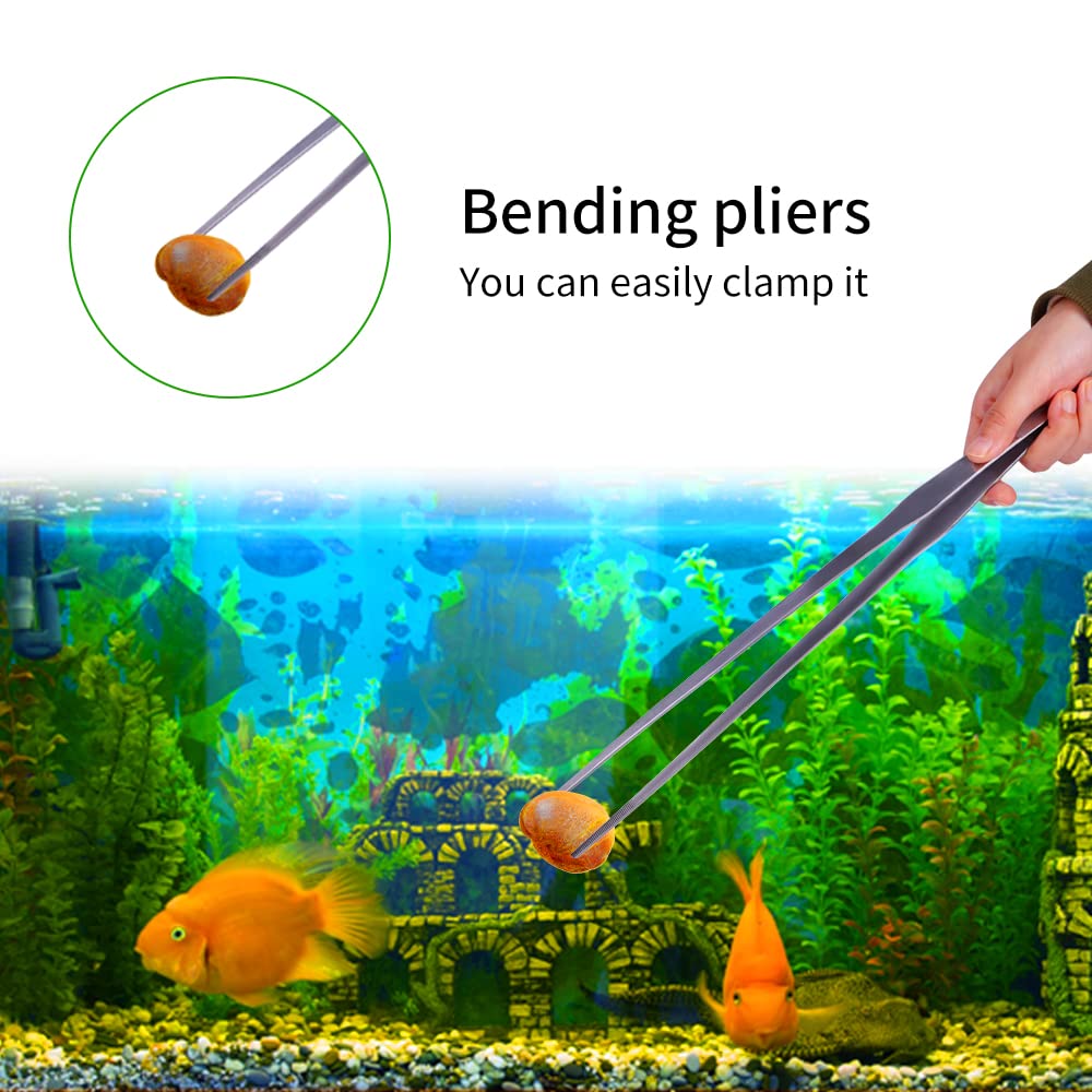 Firesteed Extra Long Handle Aquarium Tweezers Serving Tongs Feed Clamp,2 Pack Stainless Steel Straight And Curved Tweezers Set For Fish Tank Plants Reptile Feeding Tongs(15 Inchs)
