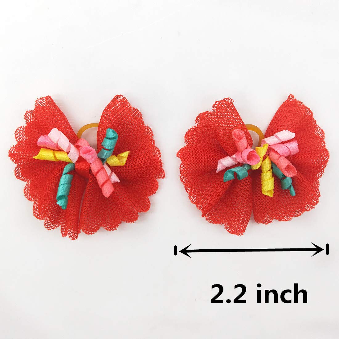 Sufermoe 32 Pcs Multicolored Dog Hair Bows With Rubber Bands, Hair Grooming Top Knots Pet Hair Accessories For Pet Cat Dog