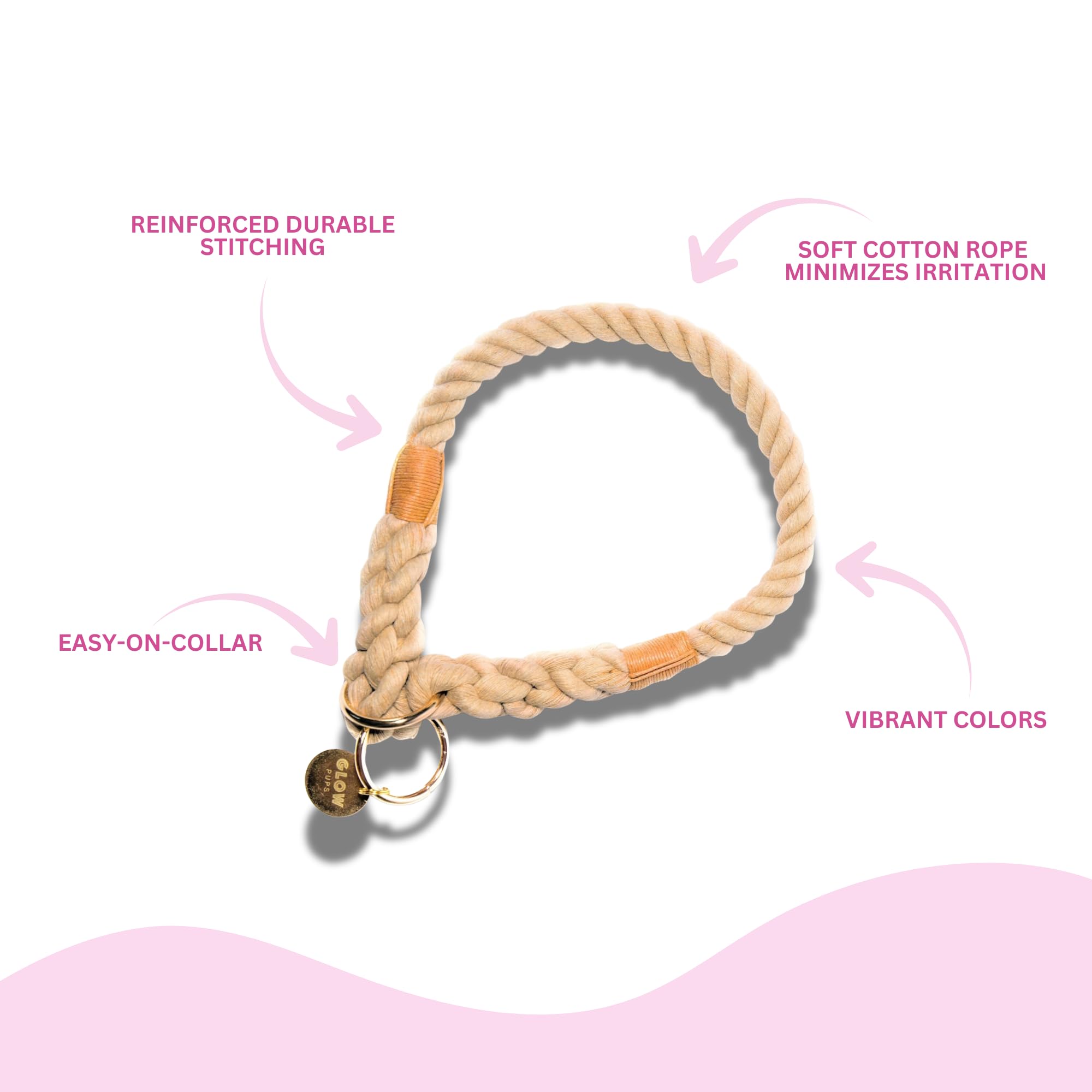 Glow Pups Dog Collar, Ombre Rope Slip Collar For Dogs, Handmade, Durable, Adjustable Fit, Stylish Design, Easy Care, For Medium