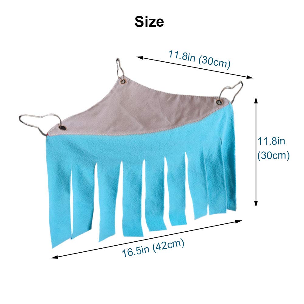 Rioussi Guinea Pig Hideout Hideaway Corner Fleece Toys Cage Accessories With Reversible Sides, Blue Leaves