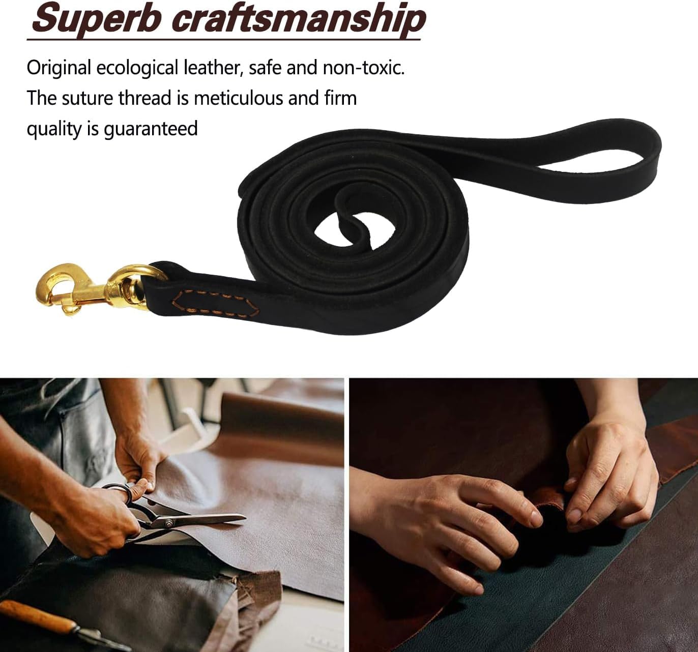 Leather Dog Leash 4Ft X 3/4 Inch, Heavy Duty Genuine Leather Braided Dog Training Leash, Soft And Strong Cowhide Dog Leashes For