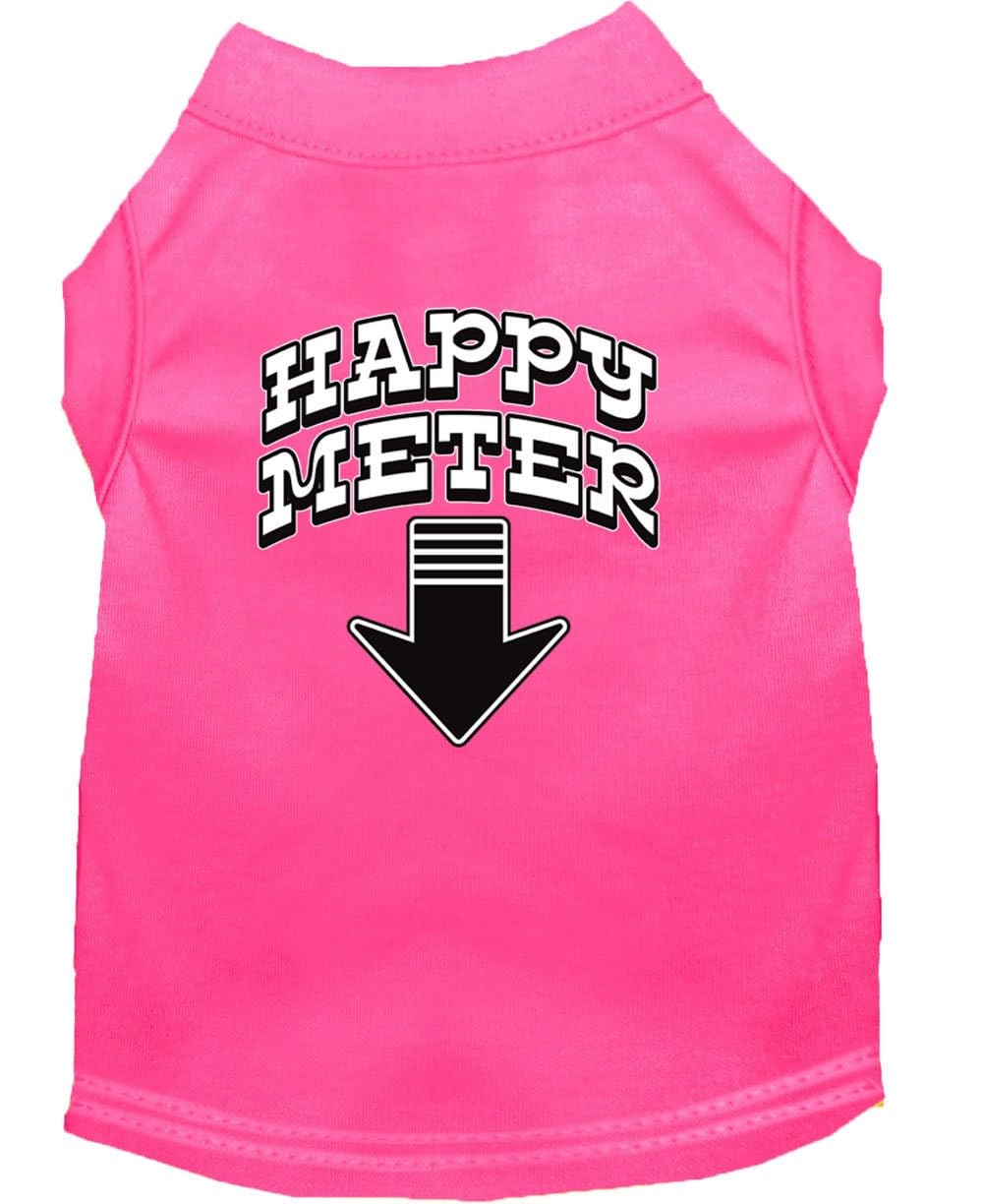 Pet Dog & Cat Shirt Screen Printed, 'Happy Meter' Bright Pink Md (6-10 Lbs.)