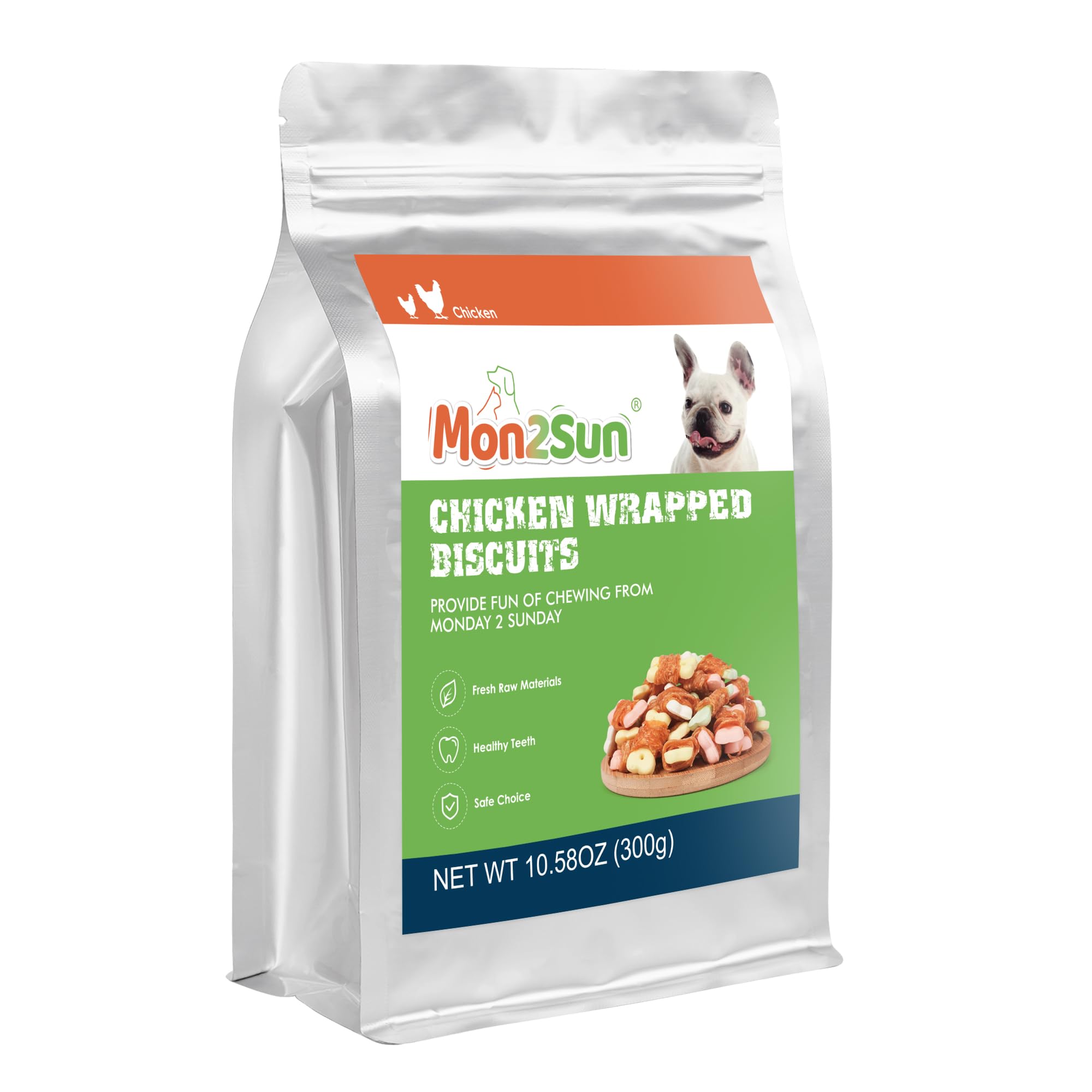 MON2SUN Dog Treats, Mini Chicken Wrapped Biscuits with Added Vitamins, Healthy Training Snacks for Small Medium and Large Dogs,