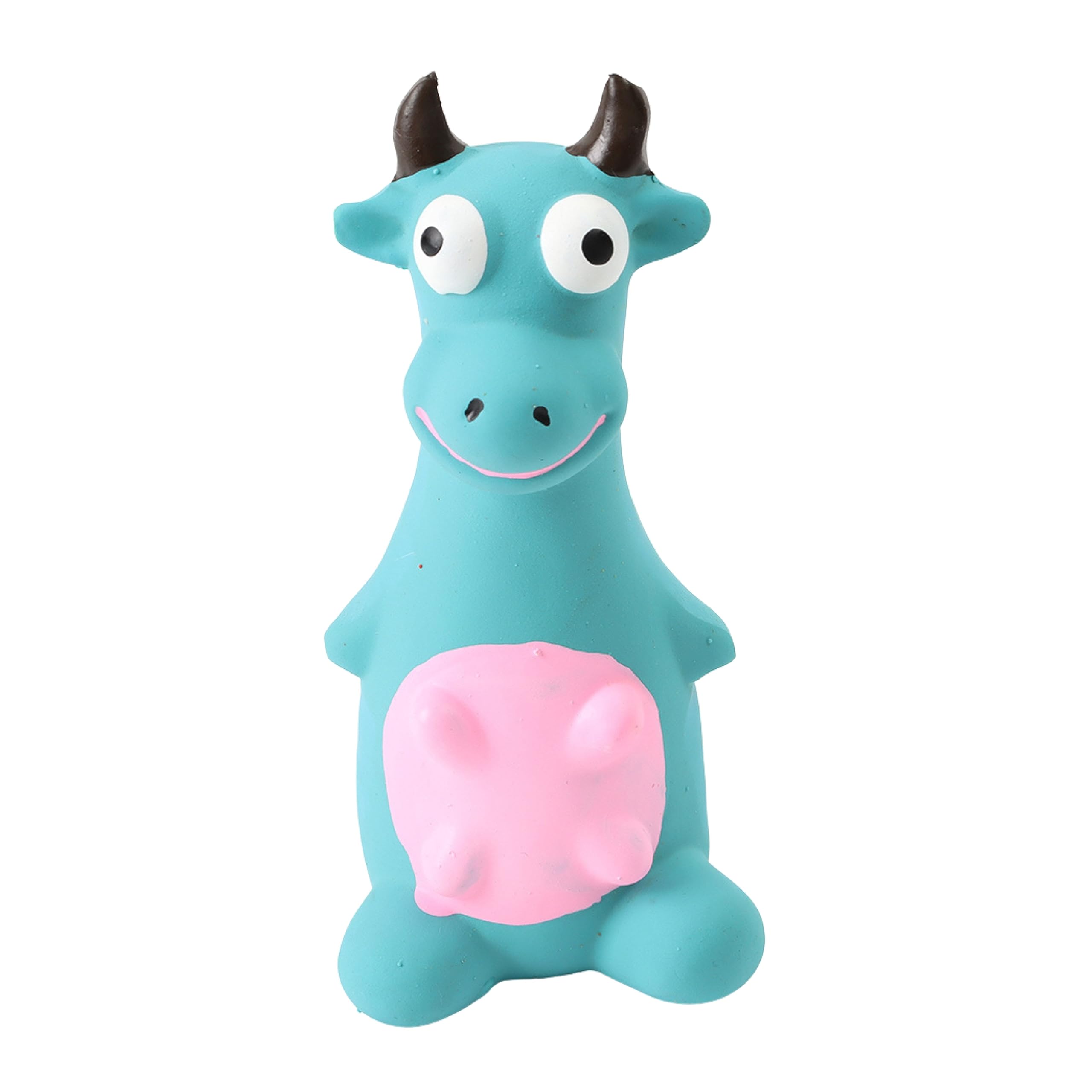 Foodie Puppies Natural Latex Rubber Squeaky (Blue Bull) Dog Toy | Small To Medium Dogs & Puppies | Durable, Animal Design, Fetch
