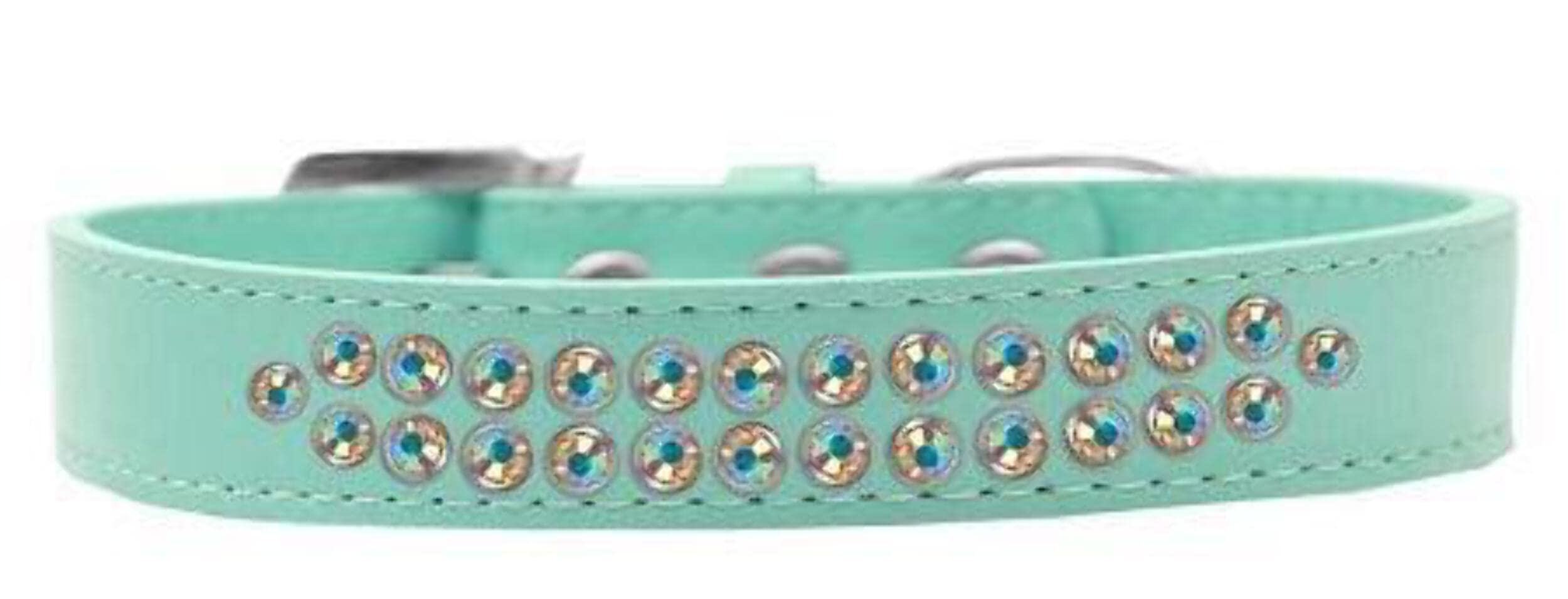 Mirage Pet Products Two Row AB Crystal Black Dog Collar, Size 16