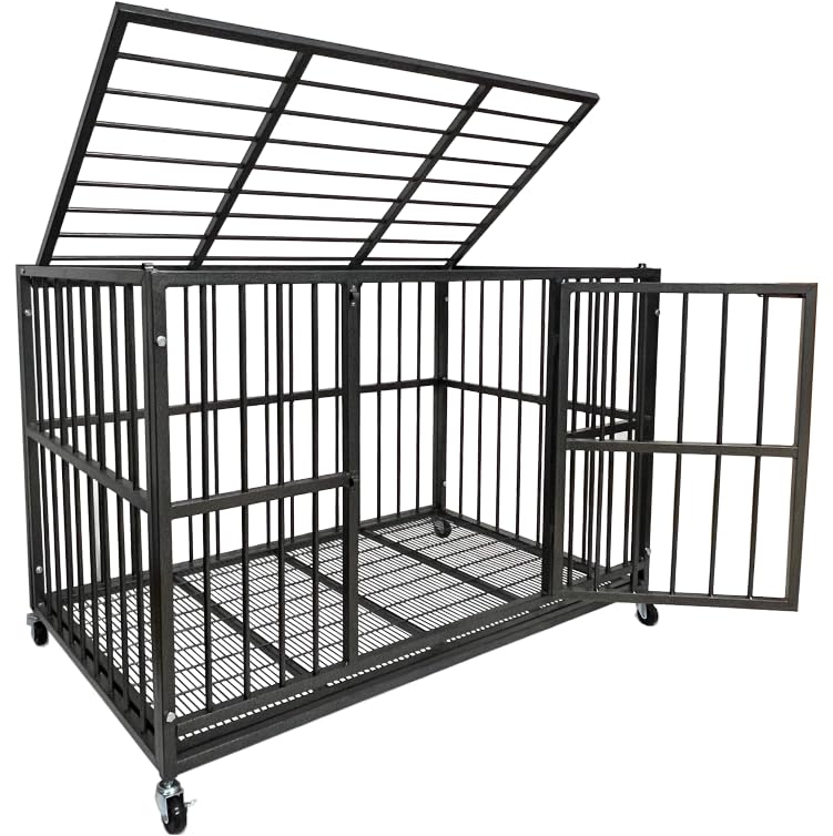 Boldbone 48 Inch Heavy Duty Indestructible And Escape-Proof Dog Crate Cage Kennel For Large Dogs, High Anxiety Dog Crate With Re