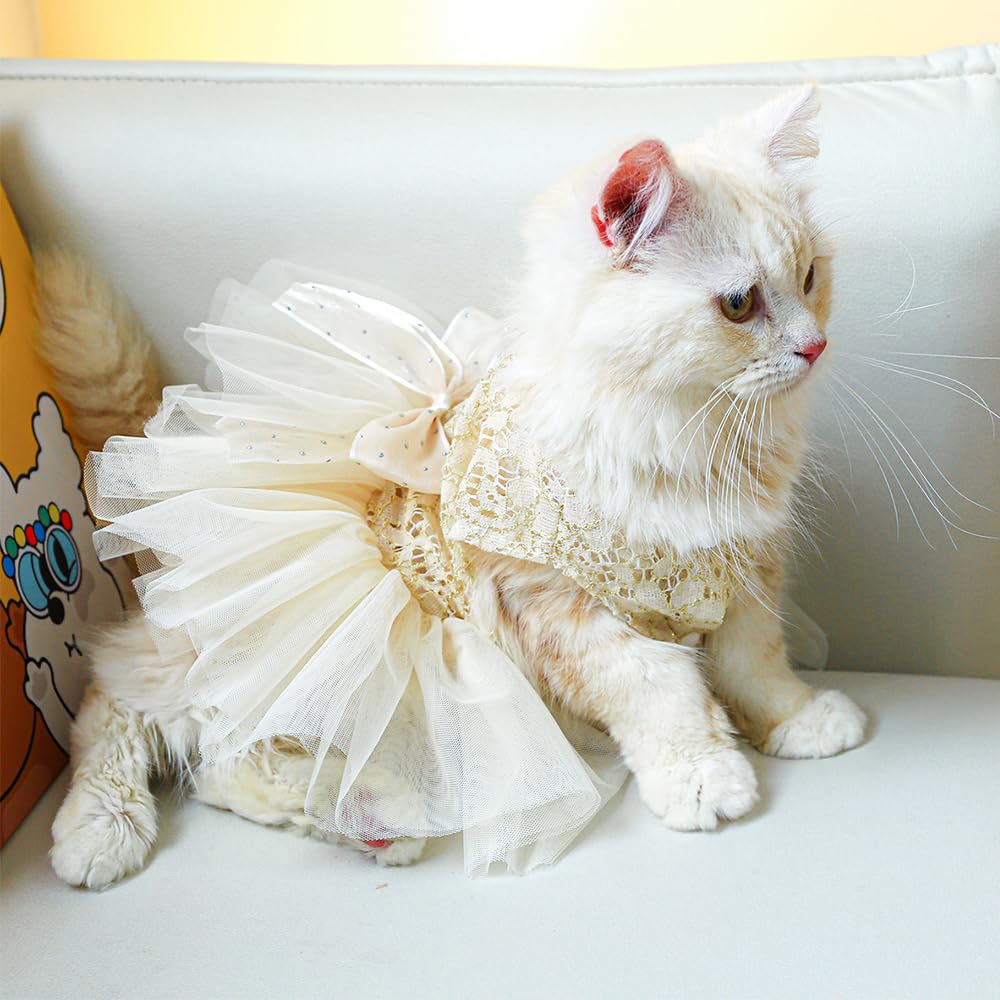 Aniac Small Dog Dresses,Girl Puppy Princess Tutu Dress With Bow Knot,Cat Outfit,Chihuahua Yorkie Clothes For Birthday Wedding (X
