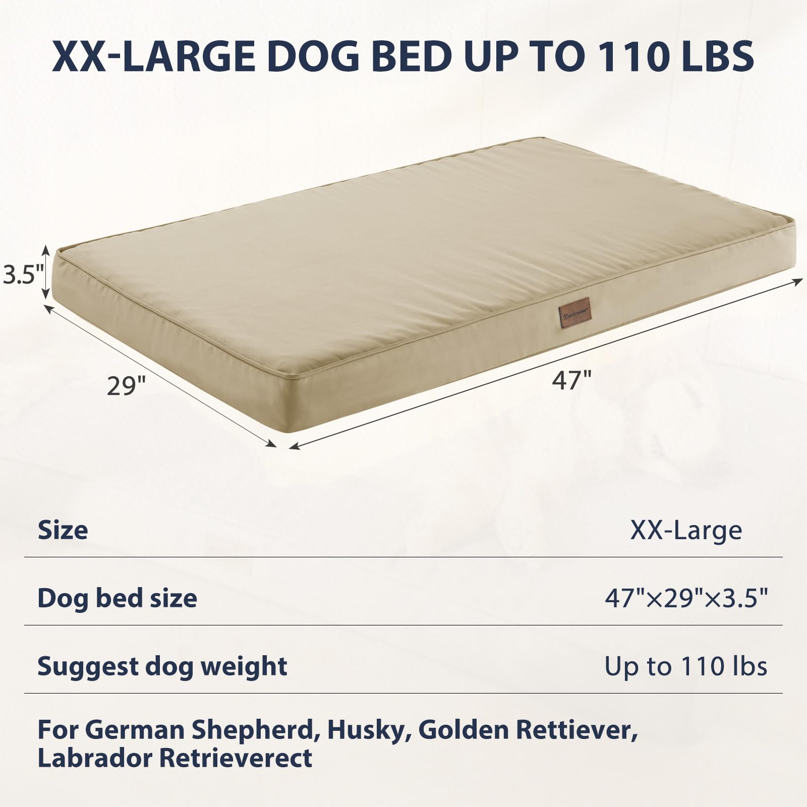 Bfpethome Outdoor Dog Bed For Large Dogs, Waterproof, Orthopedic With Removable Washable Cover, Egg Crate Foam Mat (47 X 29In, B