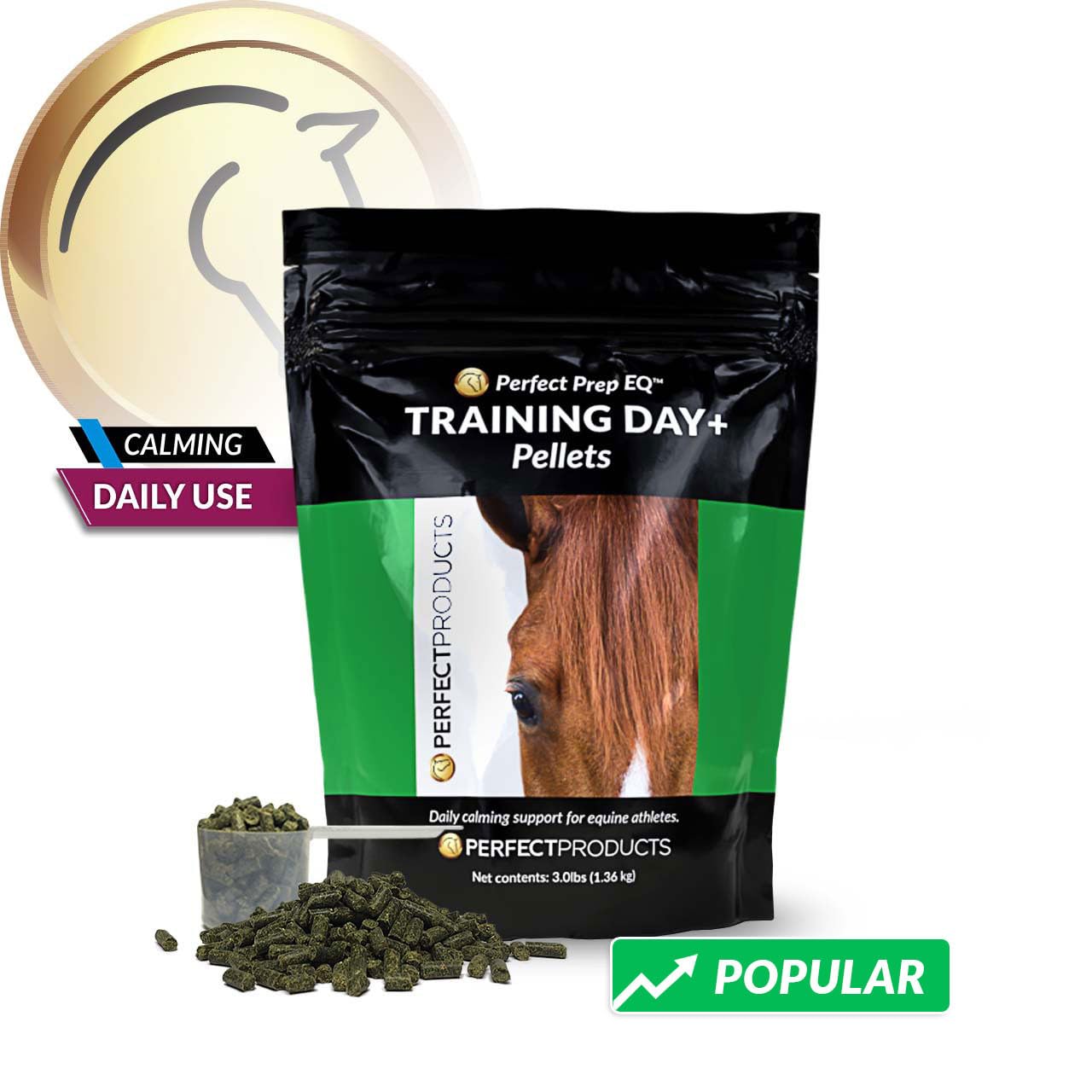 Perfect Prep EQ Training Day+ Pellets Show Safe Horse Calming Supplement (10 lb)