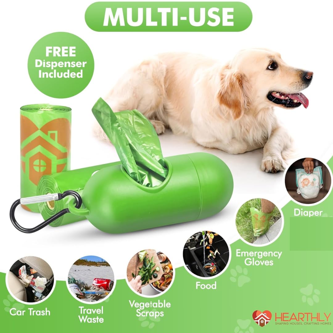 Dog/Cat Poop Bags 360 Count Pack Of 24 Rolls | Leak Proof And Extra Thick Waste Bag Refill With Dispenser | Pet Essential Litter