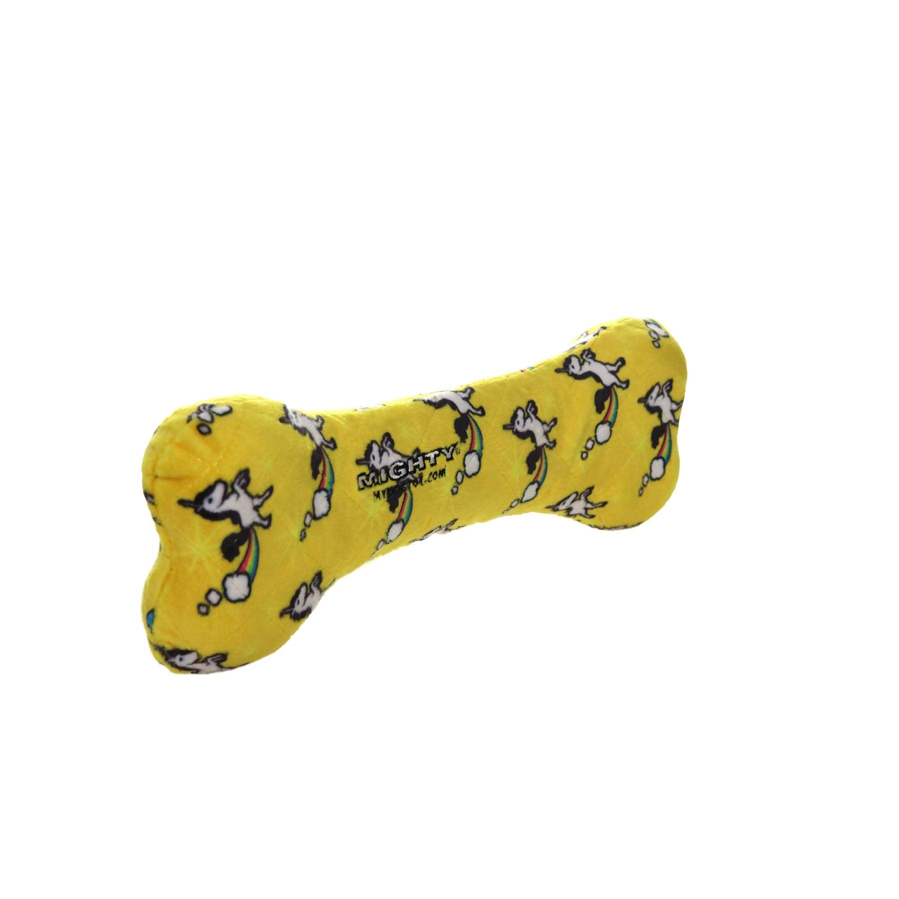 Mighty- No Stuff Bone-Unicorn– Squeaky Plastic Core. 2-In-1 Toy. Made Durable & Floats, Strong & Tough. Interactive Play Dog Toy (Tug, Toss & Fetch)
