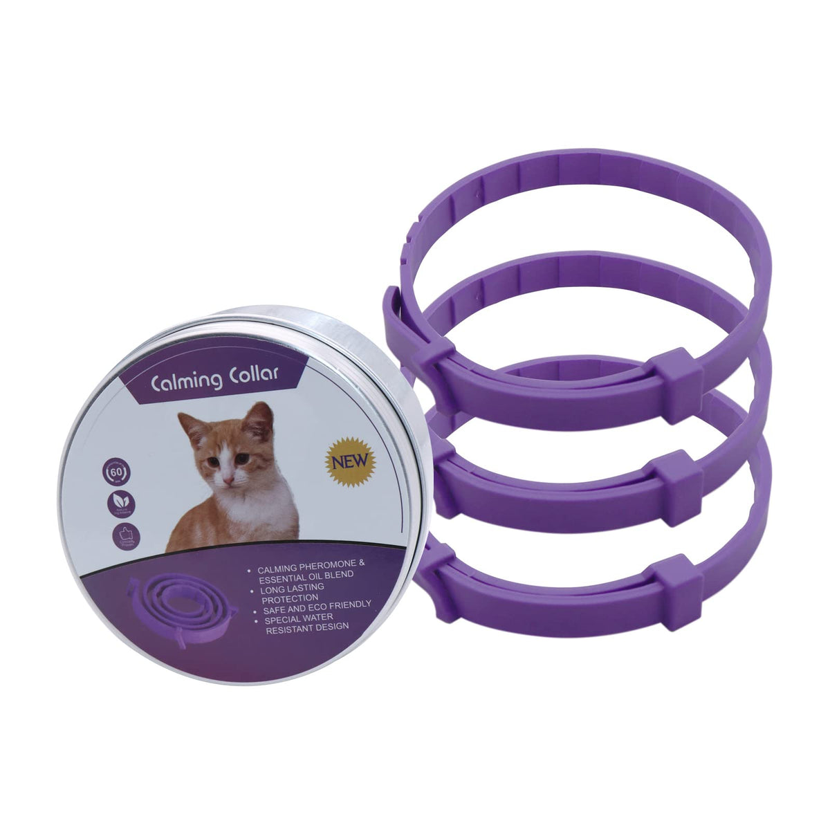 3 Pieces Cat Calming Collar Adjustable Cat Pheromones Calming Collars, Reducing Anxiety For Pets, Reduce Stress Aggression And Anxious Behavior Suitable For Small Medium And Large Cats (15 Inches)