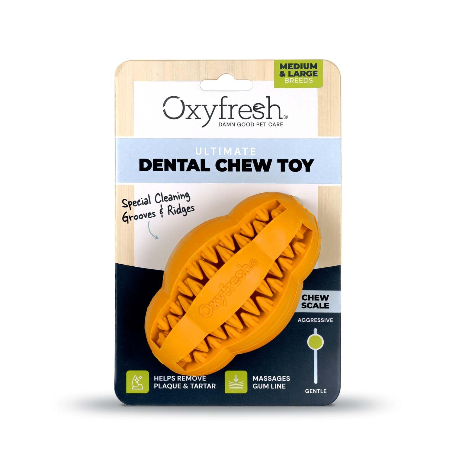 Oxyfresh Dog Dental Chew Toy - Best Durable Rubber Dog Toy For Tough Chewers - Helps Remove Plaque, Cleans Teeth & Freshens Brea