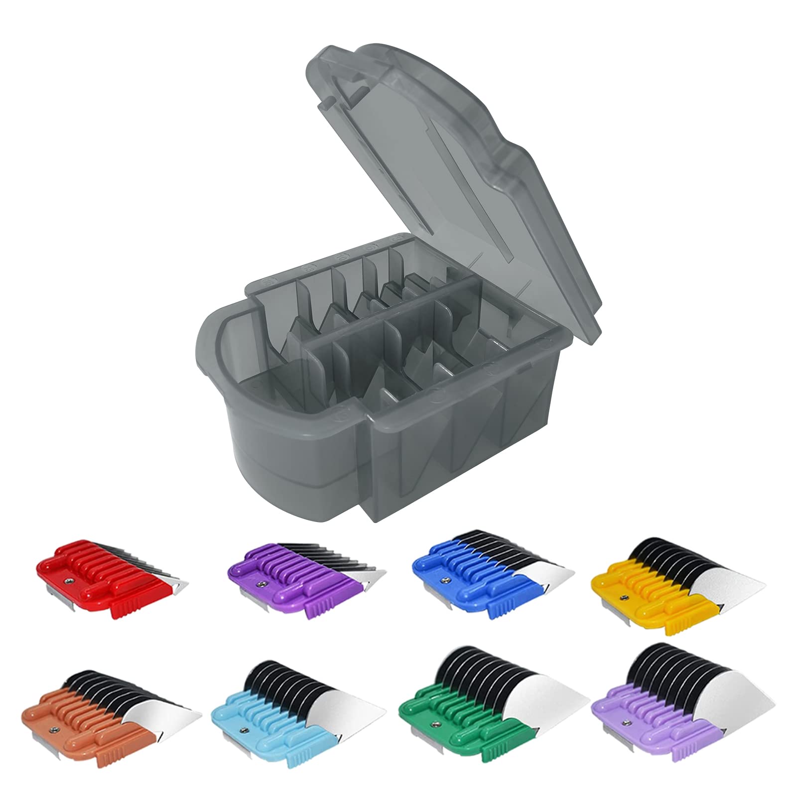 Animal Stainless Steel Attachment 8 Colors Guide Comb Set From 1/8 Inch To 1 Inch(3-25Mm),Compatible With Andis, Oster A5, Wahl 
