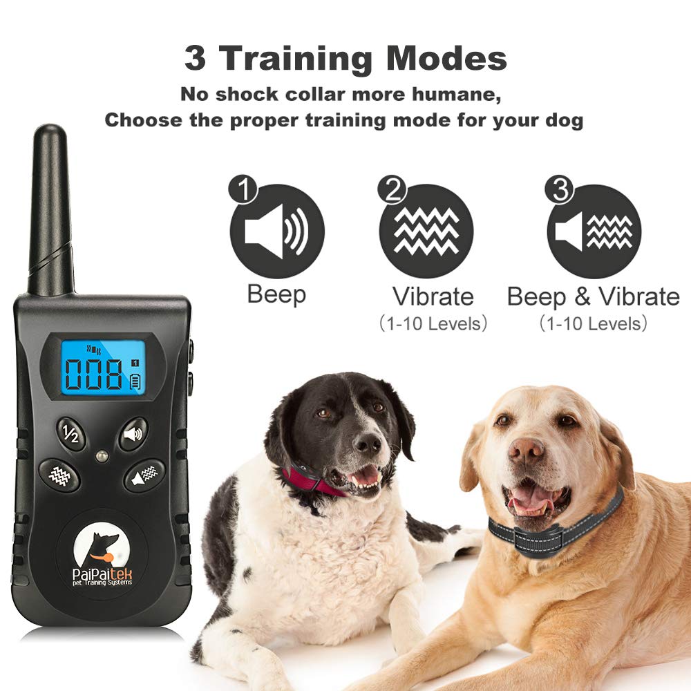 Paipaitek Vibrating Dog Collar, No Shock Dog Training Collar 2 Dogs, Deaf Dog Collars W/2 Receivers, Rechargeable & Waterproof, Up To 1600Ft Remote Range