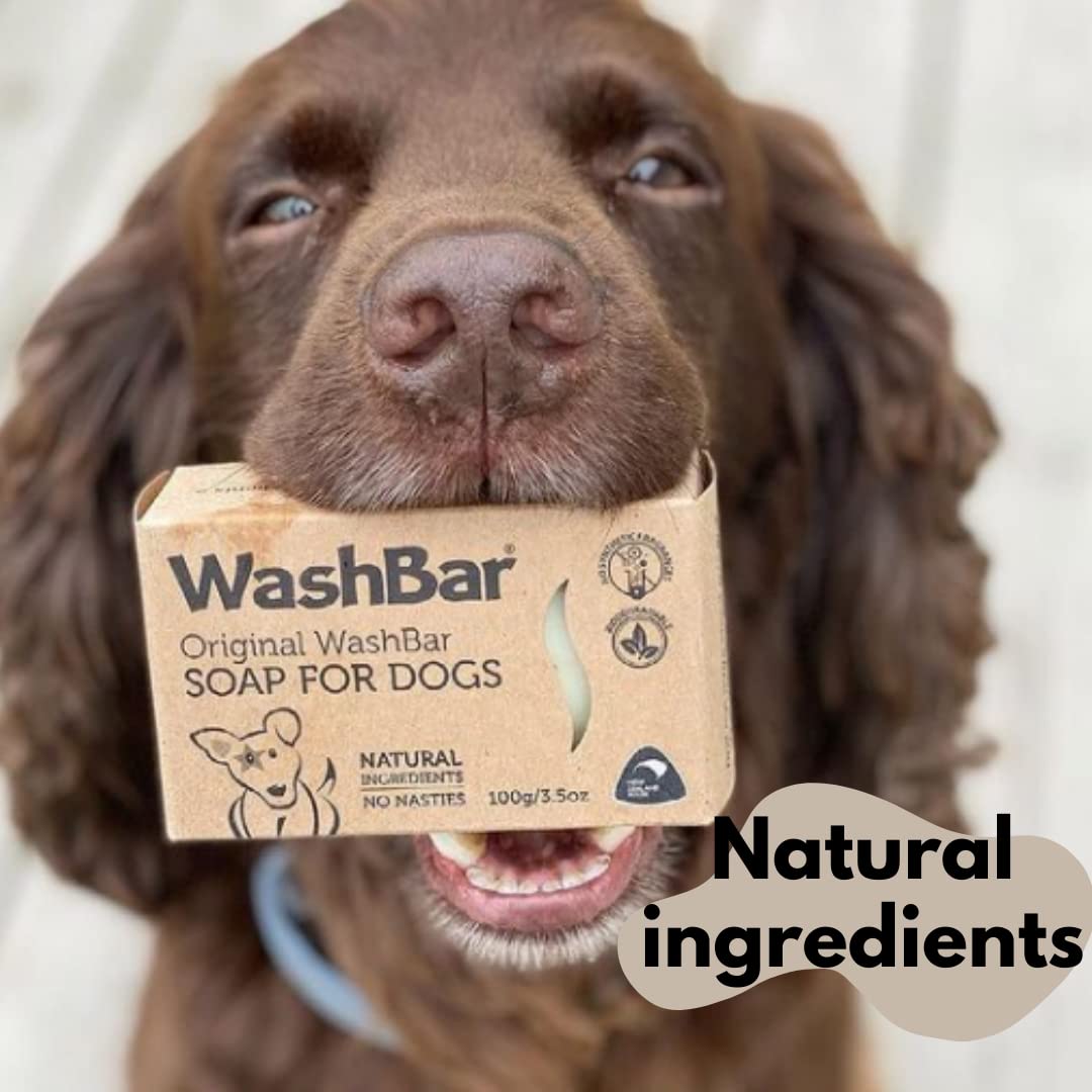 Washbar Natural Dog Soap Bar - Natural Dog Shampoo Bar And Dog Shampoo For Smelly Dogs With Sensitive Skin, Easier To Use Than Liquid Pet Shampoo With No Plastic Bottle Waste, 2-Pack