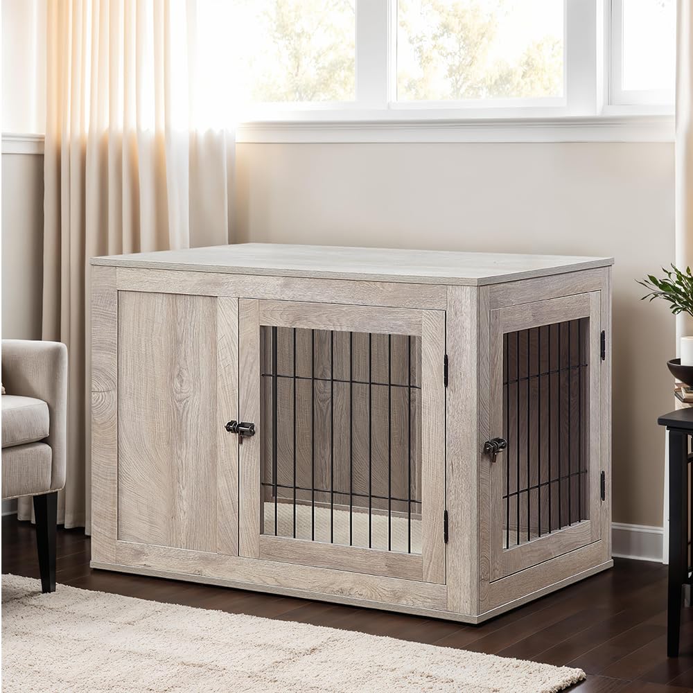 unipaws Furniture Style Dog Crate for Small Dogs, Indoor Aesthetic Puppy Kennel with Door, Modern Decorative Wood Wire Pet House
