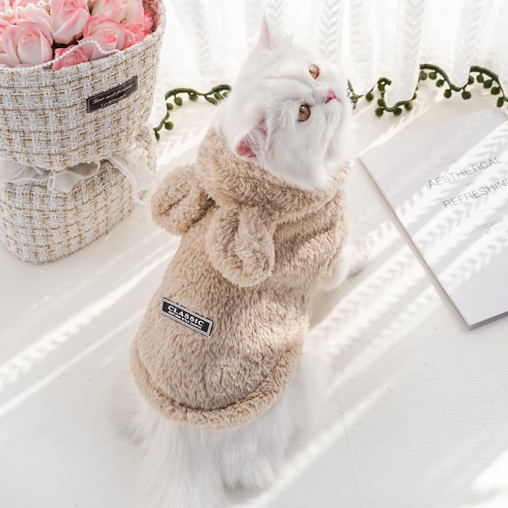 Cat Bunny Ears Costume Cute Dog Kitten Hoodies Sweater Rabbit Ears Puppy Pet Apparel (Xx-Large,Beige)