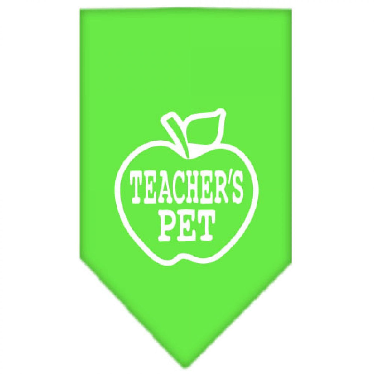 Pet and Dog Bandana Screen Printed, &quot;Teachers Pet&quot; Lime Green Large