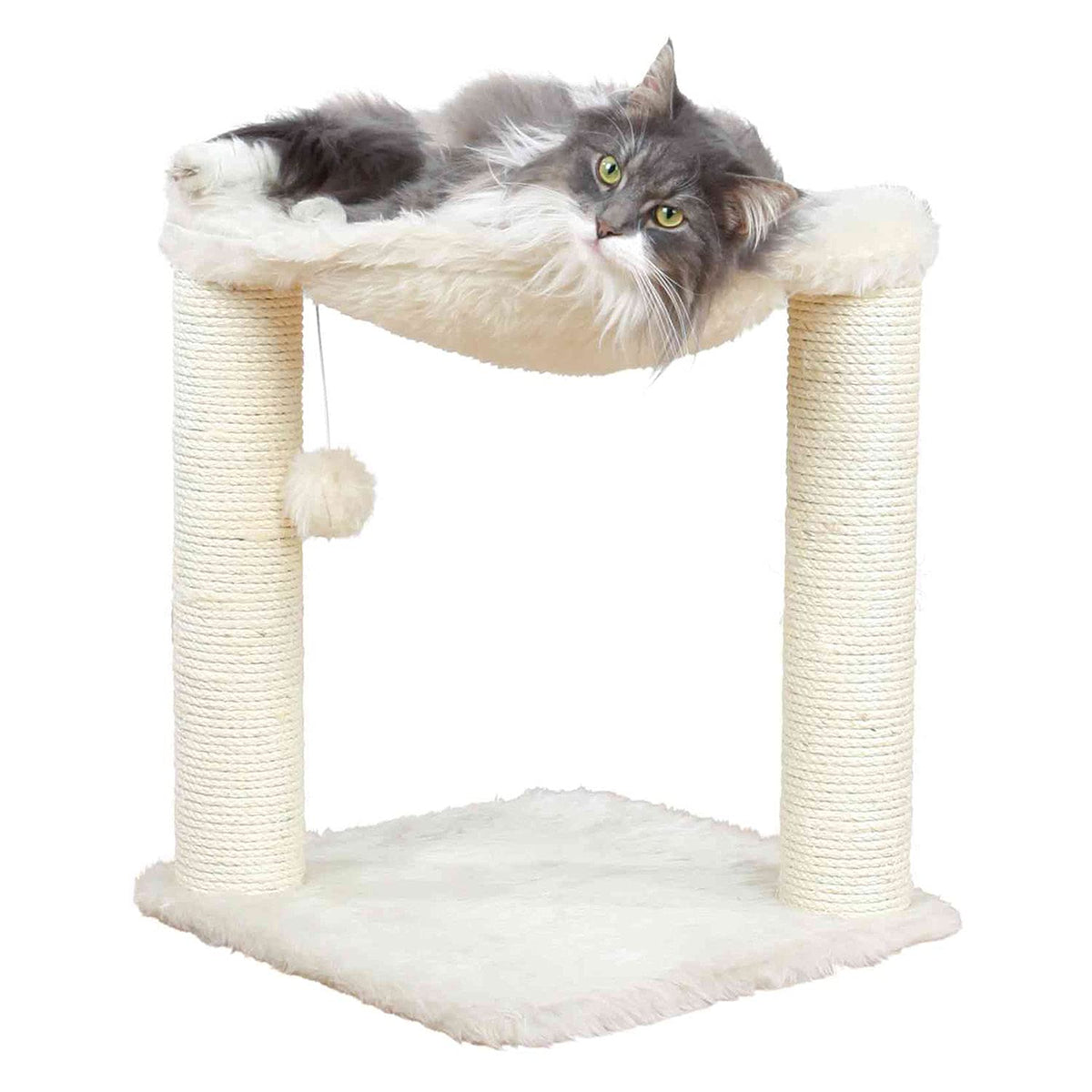 Trixie Baza Scratching Post With Hammock  16'' Base, Cream, Small