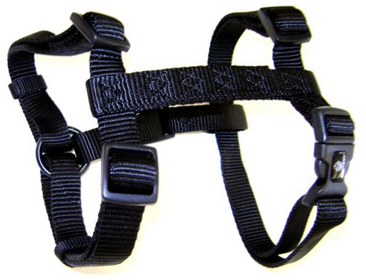 Hamilton Adjustable Comfort Nylon Dog Harness, Black, 3/8'' x 10-16''