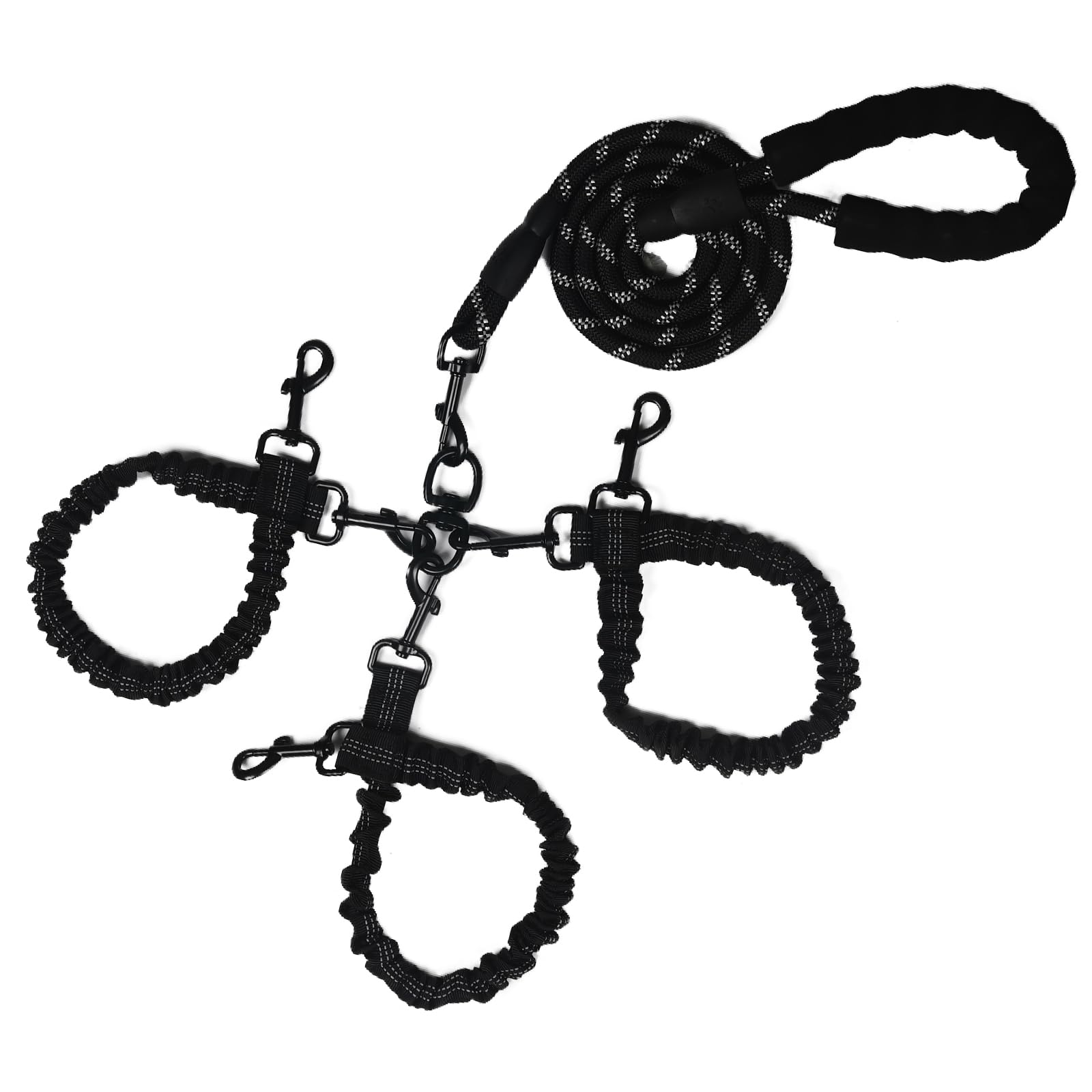 Dog Double Leashes,3-In-1 Pet Leash For Multiple Pets - Heavy Duty Dog Cat Lead With Reflective Stripes, Comfort Grip & Durable 