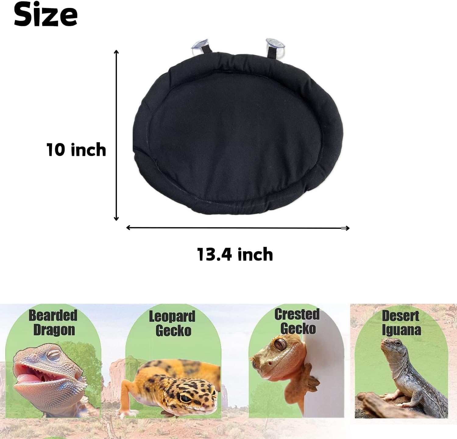 Forzena Bearded Dragon Bed With Suction Cup Soft Sleep Cushion Mat Washable For Travel Reptile Tank Pad Small Animal Carrier For