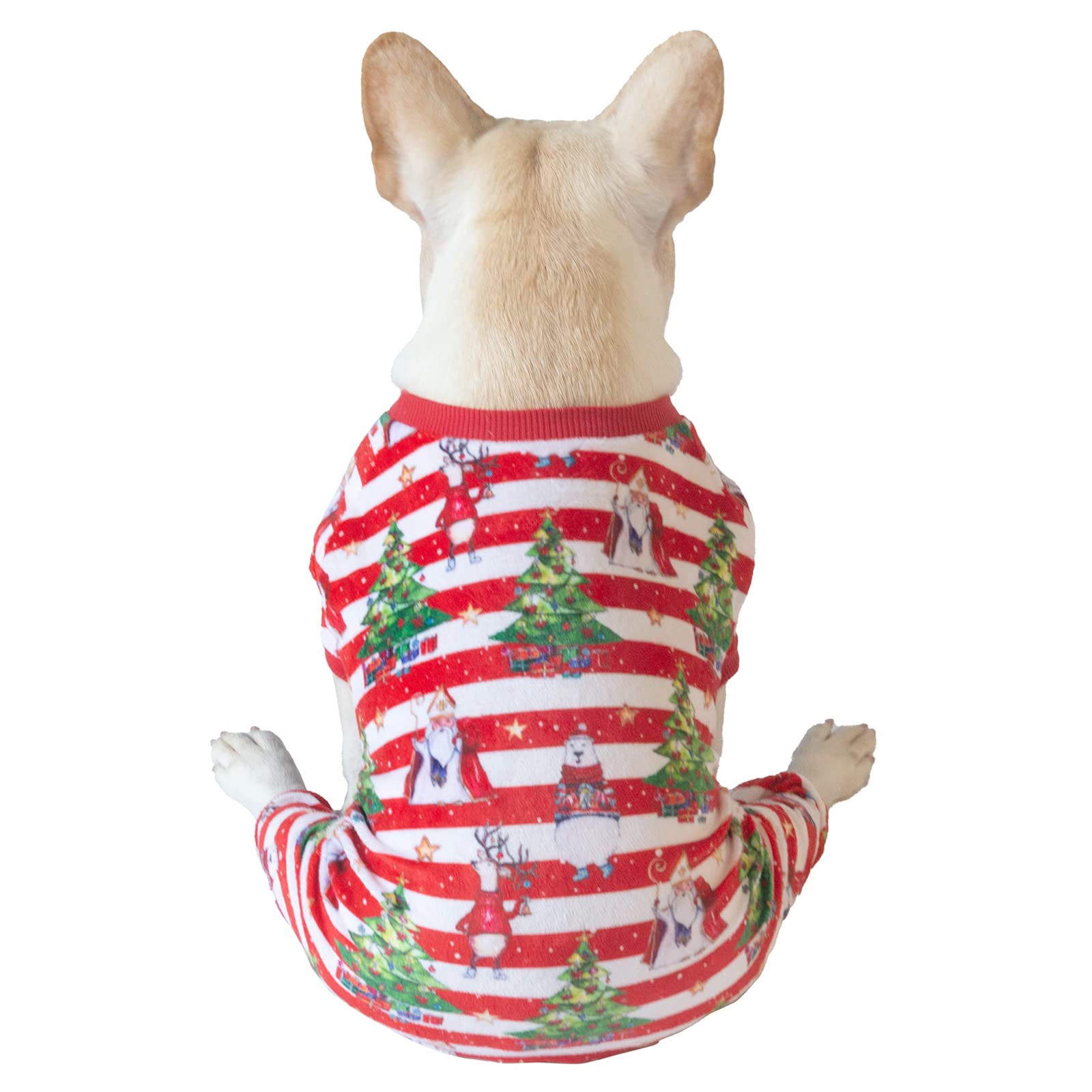 Cutebone Christmas Dog Pajamas Shirt Winter Holiday Cute Pjs Pet Clothes Bodysuit For Doggie Onesies P186Xs