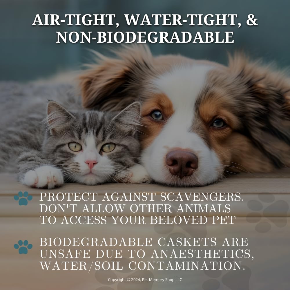 Pet Memory Shop Caring Series Pet Casket - Safe, Durable & Elegant Burial Box for Dogs, Cats & Pets - Loving Memorial & Pet Loss