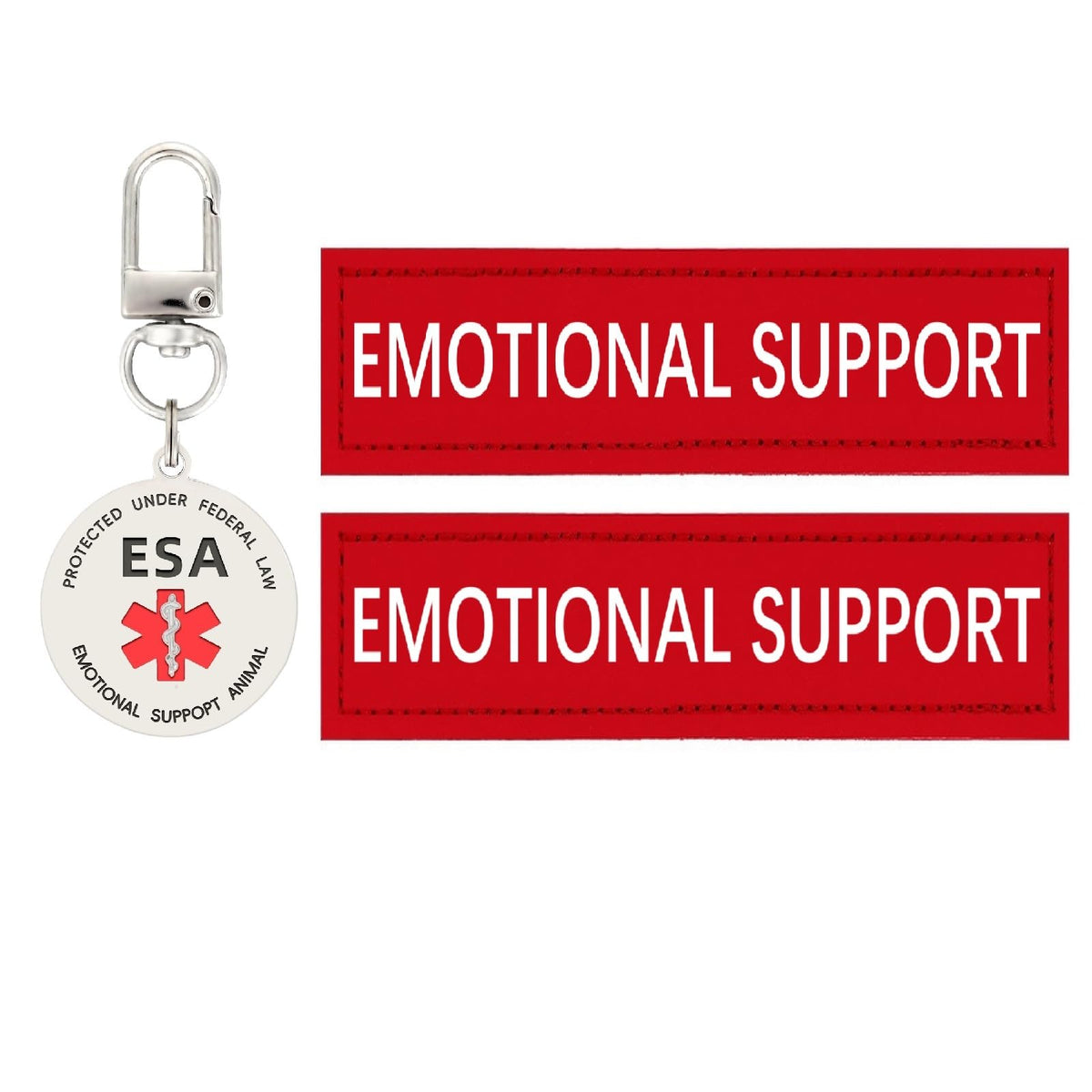 Mydeeryoo Emotional Support Dog Patches 2 Pcs, Esa Id Tag Easily Attach To Dog Collar, Harness (Red Medium)