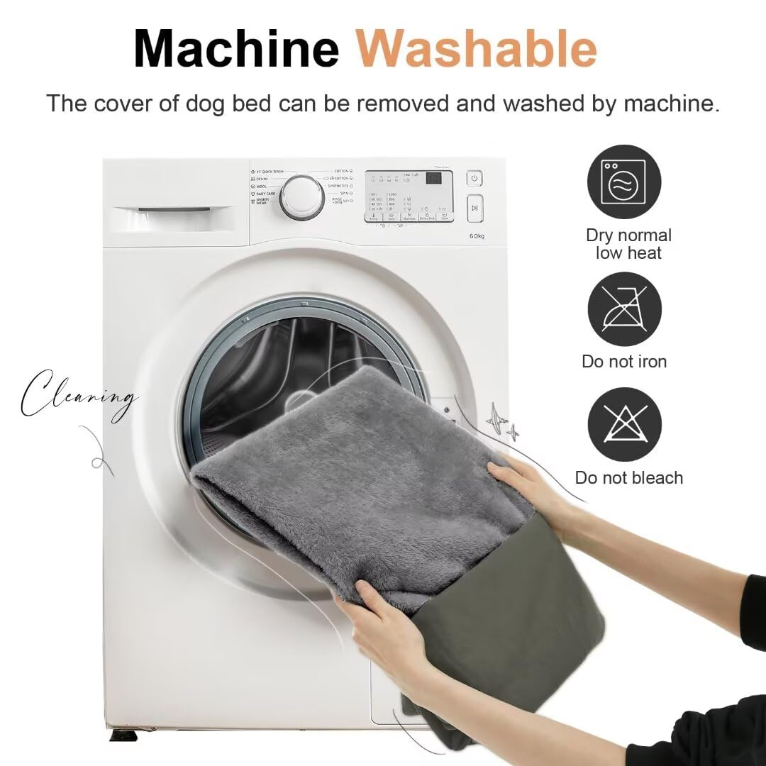 Large Dog Bed Orthopedic Washable: Jumbo Dog Bed Bolster Extra Large Dogs Egg Crate Foam Sofa Couch Waterproof Removable Cover - Dark Green