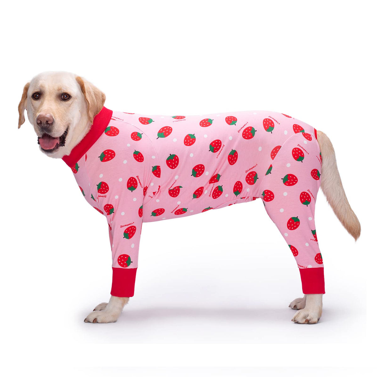 Dog Recovery Suit After Surgery Soft Long Sleeve Dog Neuter Shirt Cone Alternatives, Prevent Licking Dog Surgical Onesies For Large Medium Dog Shedding Suit (2X-Large (Pack Of 1), Strawberry)