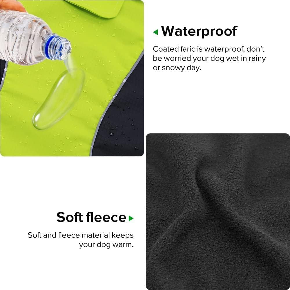 Vizpet Dog Raincoat Waterproof Coats,Dog Jacket High Visibility Warm Vest Dog Clothes for Small Medium Large Dogs(Green-M)