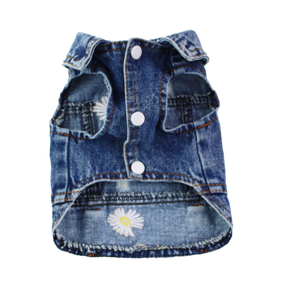 Pet Clothes Denim Dog Costume Summer Cowboy Vest Daisy Shirt Jeans Jacket Puppy Clothing For Chihuahua Yorkies Xs