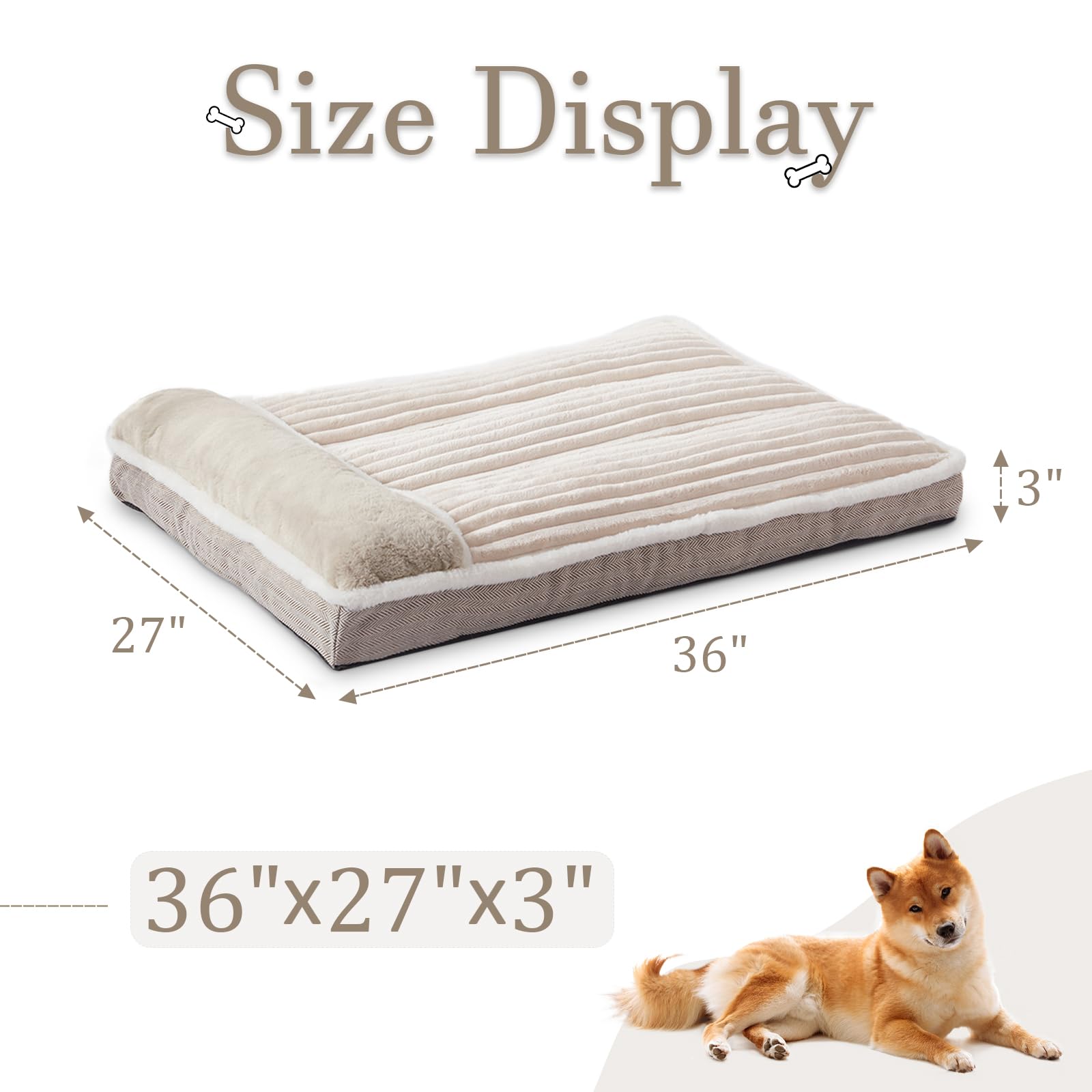 Dog Bed For Large Dogs, Dog Mattress With Pillow For Crate Kennel, Sofa Pet Bed, Super Soft Pet Bed For Medium, Jumbo, Small Dog