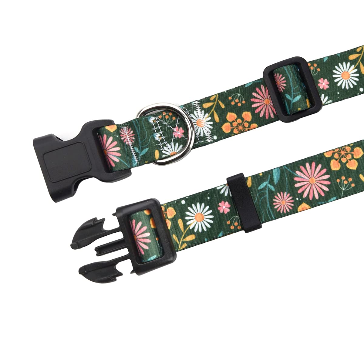 Hqyddmi Dog Collars With Soft Comfortable Adjustable Collars For Small Medium Large Dogs, Floral Pattern For Girl Boy Dogs (Gree
