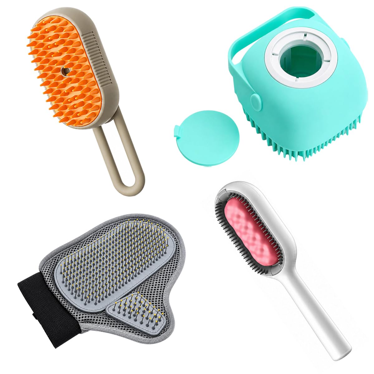 4 Piece Pet Grooming Kit With Steam Brush Grooming Glove Bath Brush Set